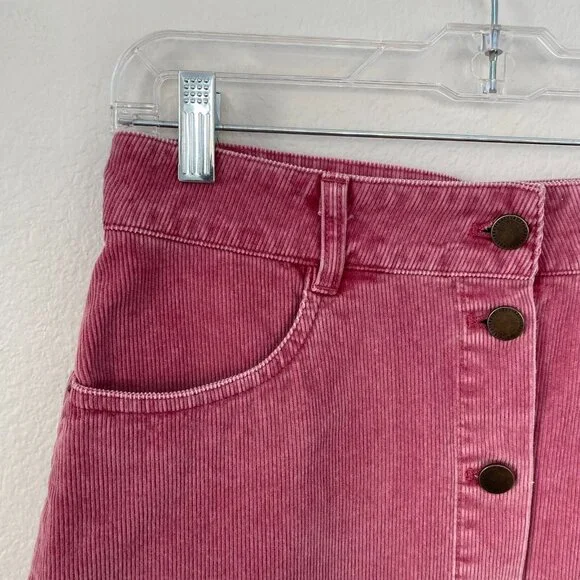 ROXY Womens Medium Unforgettable Fall Dusty Rose Corduroy Button Mini Skirt - Picture 3 of 11